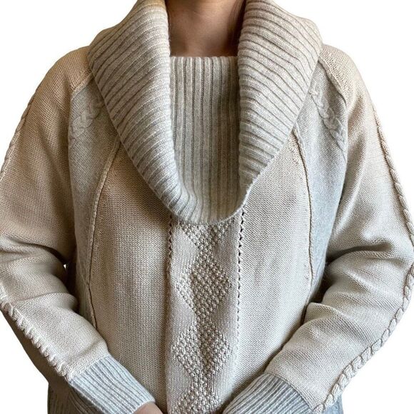 Sundance Womens Angora Wool Blend Cowl Neck Lagenlook Boho Cable Sweater Sz M - Picture 4 of 9